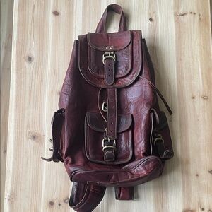 Vintage Genuine Leather Outdoors Adventure Hiking Backpack